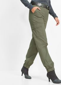 bonprix Femei Pantaloni cargo din bumbac cu stretch, verde, 54