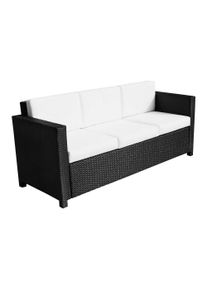 Outsunny Rattan 3-Seater Sofa Chair W/ Iron Frame-Black