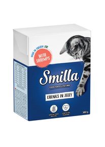 Smilla Hapjes in Gelei 6 x 380 g Kattenvoer.- Garnalen in Gelei