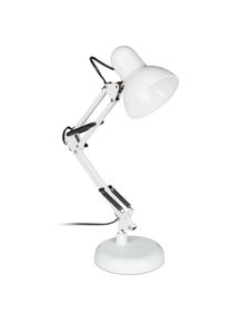 Lampe bureau retro, bras articulé flexible,Veilleuse lecture Bureau, métal, E27, HlP: 50x27x15 cm,blanche - Relaxdays