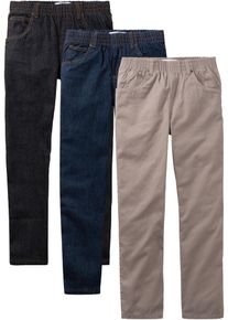 bonprix Pantaloni băieţi (3buc.), loose negru 158