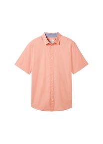 Tom Tailor Herren Basic Kurzarmhemd aus Popeline, rot, Uni, Gr. S, baumwolle
