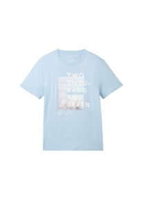Tom Tailor Denim Herren T-Shirt mit Bio-Baumwolle, blau, Fotoprint, Gr. XXL, baumwolle