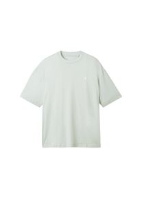 Tom Tailor Denim Herren Oversized T-Shirt, grün, Logo Print, Gr. XL, baumwolle