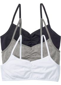 bonprix Lányka melltartó puha bio-pamuttal (3 db-os csomag), fehér, 140/146