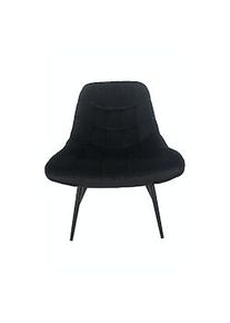 Salesfever tumbona con asiento XXL | funda de tela aterciopelada | estructura de metal negra | acolchado lujoso | A 76 x P 87 x A 86 cm | negro