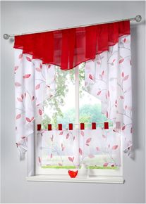 Pienen ikkunan verho lehtipainatuksella, punainen, K/L: 80/80 cm, bonprix