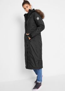 Lange outdoor jas met imitatiebont waterdicht - zwart - maat 38 - bonprix