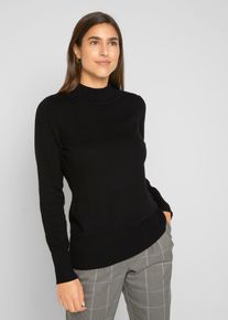 Fijngebreide basic trui met opstaande kraag en gerecycled materiaal - zwart - maat 36/38 (S) - met katoen - bonprix