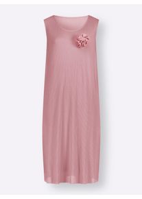 Dames Pliss&eacute;jurk met corsage in hortensia ,maat 36, WITT, 96% Polyester, 4% Elastan