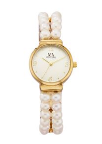 montre femme Meister Anker avec perles de culture d'eau douce, Blanc