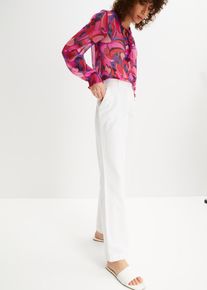 Spodnie lniane Loose Fit z wygodnym paskiem, biały, 56, bonprix