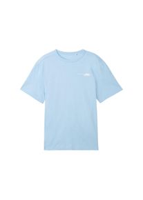 Tom Tailor Herren T-Shirt mit Logo Print, blau, Logo Print, Gr. M, baumwolle