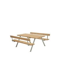 Plus Alpha Picknicktisch mit 2 Rückenlehnen Thermowood 177 x 185 x 73 cm