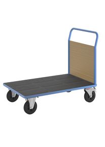 eurokraft pro Platformwagen met houten wanden, met 1 kopwand, l x b = 1250 x 800 mm, lichtblauw