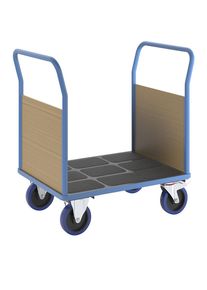 eurokraft pro Platformwagen met houten wanden, vol-elastische wielen, 2 kopwanden, laadvlak-l x b = 950 x 700 mm
