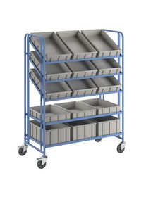 eurokraft pro Etagewagen voor eurobakken, met 15 bakken, l x b x h = 1285 x 620 x 1725 mm