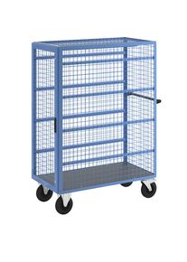 eurokraft pro Etagewagen van draadgaas, met 4 paar profielen om 12 stuks nestbare stapelbakken à 50 liter in te hangen, 1 stang voor hangende