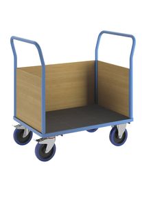eurokraft pro Platformwagen met houten wanden, vol-elastische wielen, 3 hoge wanden, laadvlak-l x b = 995 x 675 mm
