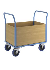 eurokraft pro Platformwagen met houten wanden, vol-elastische wielen, 4 hoge wanden, laadvlak-l x b = 995 x 645 mm