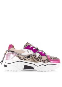 DWRS Label Jupiter leopard fuchsia / sand lage sneakers dames