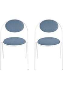 Stühle Meet by Paperflow Saturne, 2er-Set, B 520 x T 540 x H 820 mm, Kunstleder, Weiß/Blau