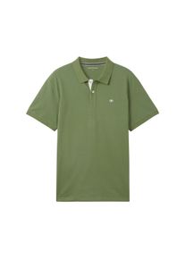 Tom Tailor Herren Basic Polo Shirt, grün, Uni, Gr. S, baumwolle