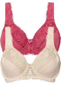 Minimizer-BH med vatterte stropper (2-pack), sjokkrosa, størrelse 95D, bonprix