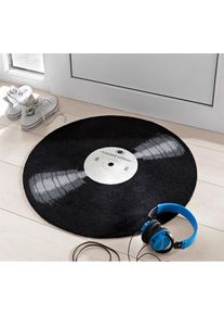bonprix Lábtörlő hanglemez formában fekete 45/45 cm