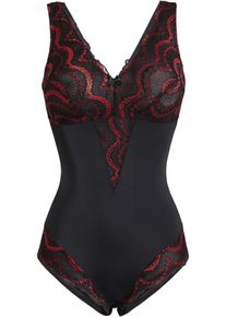 Body modellante decorato con effetto modellante medio, Nero, Taglia 48, bonprix