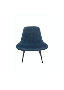 Salesfever Silla de salón con asiento XXL | funda de terciopelo | estructura de metal negra | acolchado exuberante | An76 x Pr87 x Al86 cm |azul