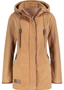 Damer Fleecejacka med huva och dold dragkedja kamel Größe 46