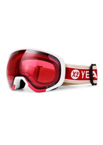 YEAZ Snowboardbrille »Ski- und Snowboard-Brille rot/matt weiß BLACK RUN«