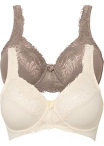 Minimizer bh met gewatteerde schouderbandjes (set van 2) - beige - maat 75F - bonprix