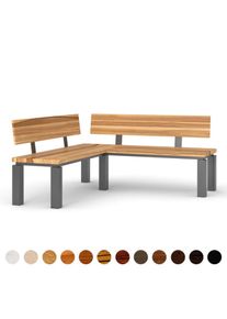 Eckbank Kernesche nach Maß solide Esche mit buntem Kern Massivholz nachhaltig und einzigartig plus Stahlgestell handgefertigt bei Ricon