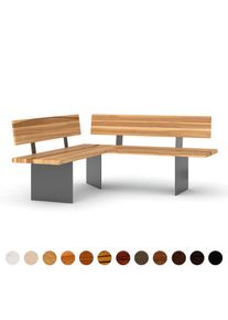 Eckbank Kernesche nach Maß solide Esche mit buntem Kern Massivholz nachhaltig und einzigartig plus Stahlgestell handgefertigt bei Ricon