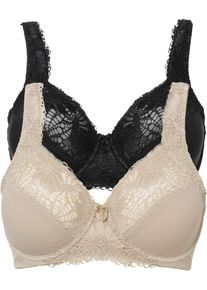 Minimizer-BH mit gepolsterten Trägern (2er Pack), beige, Größe 85C, bonprix