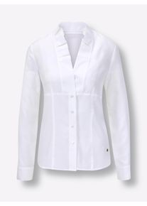 CREATION L PREMIUM Dames Blouse met lange mouw en taillering in wit ,maat 36, Witt, 70% Viscose, 30% Zijde