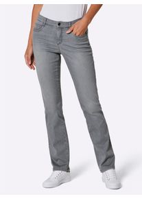 Ascari Dames 5-pocketjeans van superstretchdenim in grey denim ,maat 36, Witt, 50% Katoen, 40% Lyocell, 7% Elastomulti&euml;ster, 3% Elastan