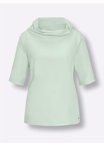 CREATION L PREMIUM Dames Blouse met iets langere halflange mouw in zacht mint ,maat 40, Witt, 70% Modal, 30% Polyester