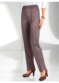 Dames Jerseybroek met ribstructuur in bordeaux geruit ,maat 38, WITT, 100% Polyester
