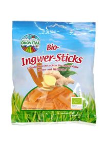 &Ouml;kovital Ingwer-Sticks 100g, Fruchtgummi mit echter Bio-Ingwer-Pulpe, gluten- & laktosefrei