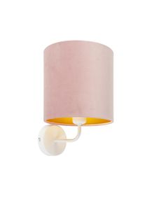 Qazqa Vintage wandlamp wit met roze velours kap - Matt