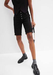 bonprix Femei Bermude din material elastic cu bumbac, negru, 46