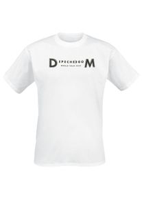 Depeche Mode T-shirt - Logo Skull Stripe - S tot XXL - voor Mannen - wit