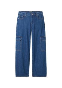Tom Tailor Kinder Wide Leg Cargo Jeans mit Bio-Baumwolle, blau, Uni, Gr. 134, baumwolle