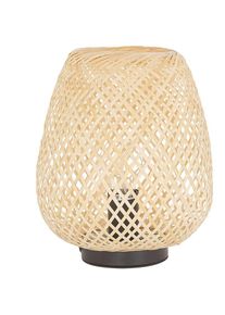 Lampe de Table à Poser Déco en Bambou Clair Ajourée E27 Max 40W Luminaire Parfait pour Chambre ou Salon au Design Naturel et Scandinave Beliani Noir