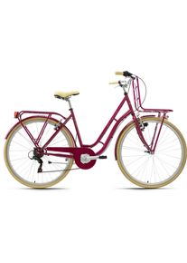 KS-Cycling Ks Cycling Cityrad »Swan«, 6 Gang, Shimano, Tourney Schaltwerk, Kettenschaltung lila, Größe 51 cm - 28 Zoll (71,12 cm), Frontgepäckträger
