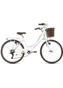 KS-Cycling Ks Cycling Cityrad »Stowage«, 6 Gang, Shimano, Tourney Schaltwerk, Kettenschaltung weiß, Größe 44 cm - 26 Zoll (66,04 cm), 6-Gang Kettenschaltung