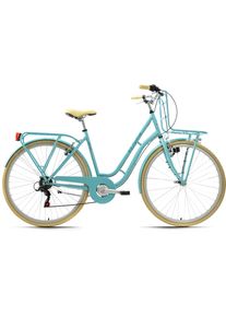 KS-Cycling Ks Cycling Cityrad »Swan«, 6 Gang, Shimano, Tourney Schaltwerk, Kettenschaltung blau, Größe 48 cm - 28 Zoll (71,12 cm), Frontgepäckträger